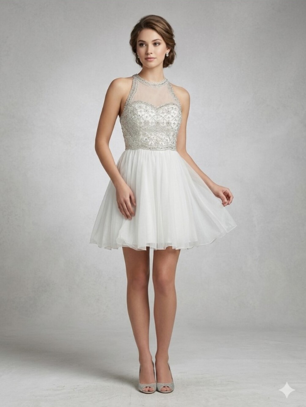 Sequin Hearts White and Black Dress 3